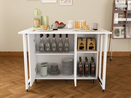 3 In 1 Foldable Side Table With 4 Storage Shelves