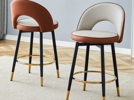 Upholstered Rotatable Bar Chair With Metal Legs For Dining Room