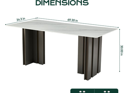 Rectangular Dining Table - Gray / White