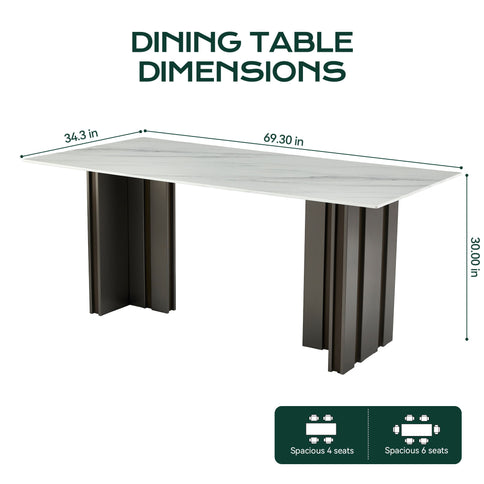 Rectangular Dining Table - Gray / White
