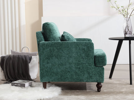 Modern Mid Century Wood Frame Armchair With Tufted Design