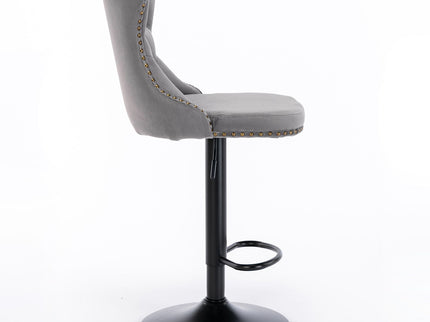 Swivel Barstools Adjusatble Seat Height, Modern Upholstered Bar Stools With Backs Comfortable Tufted For Home Pub And Kitchen Island (Set of 2)
