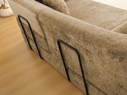 3 Seater Sofa With Built In Pet Bed Nook, Curved Design And 2 Throw Pillows