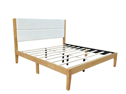 Platform Bed Frame With Upholstered Headboard, Slat Support