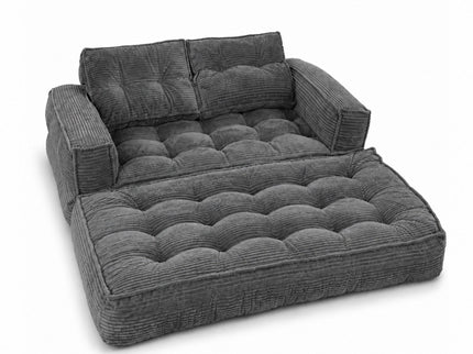 2 Seater Modular Corduroy Sofa With Chaise Lounge For Living Room