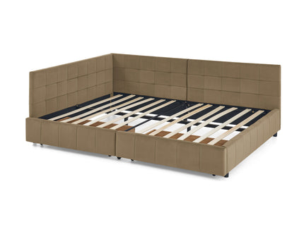 Storage Upholstered Tufted Bed Frame With Backrest And Armrests