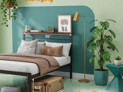 Platform Bed Frame With Charging Station & Headboard Storage