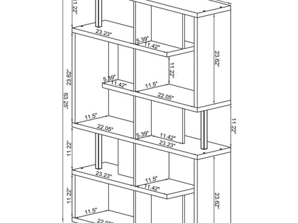 5 Tier Geometric Bookcase - White