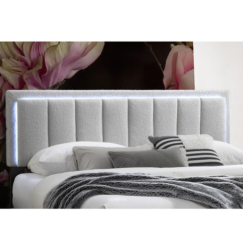 Bed With Channel Tufting And Built In LED Headboard