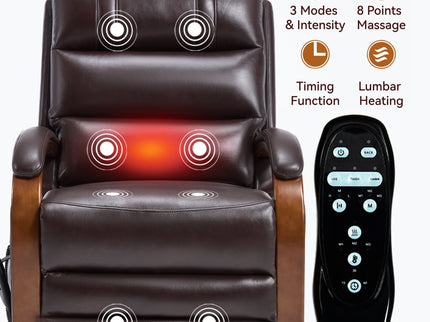 Power Lift Recliner Chair Dual Motor Infinite Position With Heat Massage And Heavy Duty Motion Mechanism - Brown