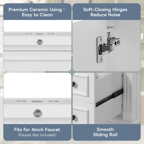 Bathroom Vanity With Sink, Cabinet With 2 Drawers And Adjustable Shelf