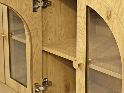 Sideboard Cabinet With 3 Drawers And 6 Arched Glass Doors