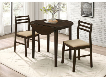 3 Piece Dining Set With Drop Leaf Table And Upholstered Chairs
