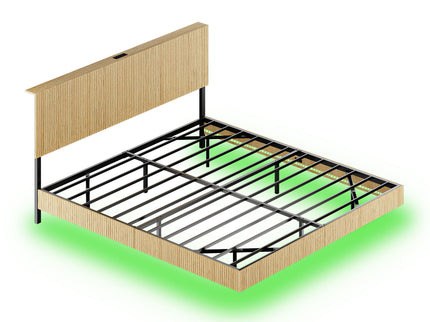Floating Bedstead With Charging Station And LED Lights