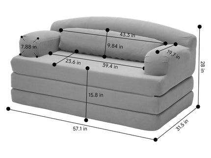 2 Seater Sofa Bed, Compact Foldable Floor Couch