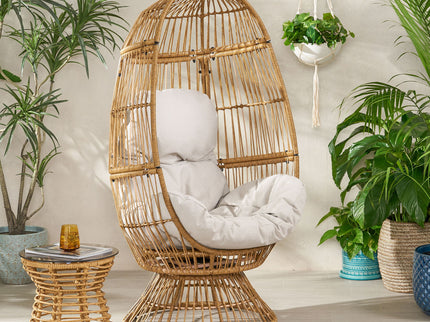 Patio Swivel Basket Egg Chair With Cushion