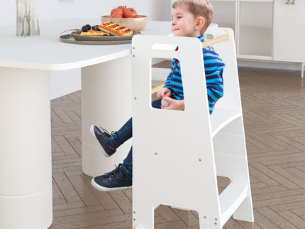 Standing Tower, Child Kitchen Step Stool Toddler, Montessori Stool Adjustable Height - White