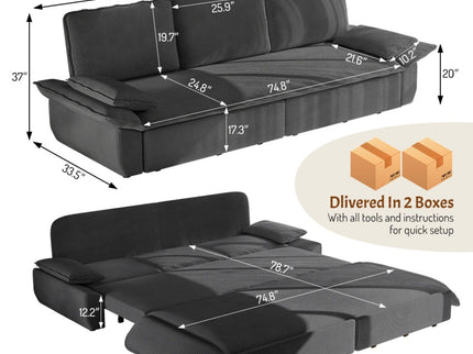 King Size Pull Out Sofa Bed, 3 In 1 Convertible Multifunctional