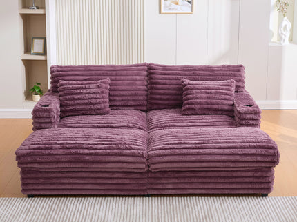 Oversized Double Chaise Lounge Sofa Bed With USB Ports And Cup Holders
