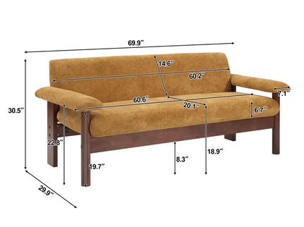 Sofa With Pillow Top Arms, Single Cushion Couch For Living Room - Yellow