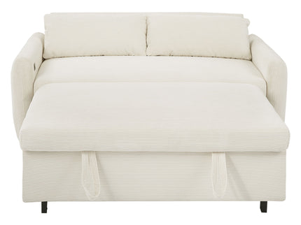 Pull-Out 2 Seat Modern Sleeper Sofa With 2 Throw Pillows And USB Ports