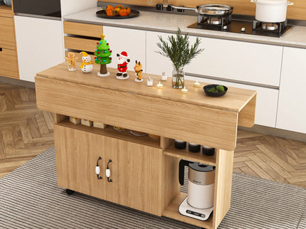 Multi Functional Folding Table With Storage Shelves And Wheels