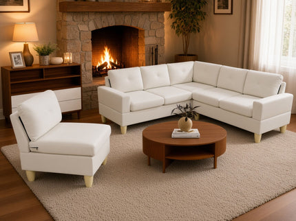 Modular L - Shaped Sectional Sofa 6 Seater 4 Piece Couch With Chaise
