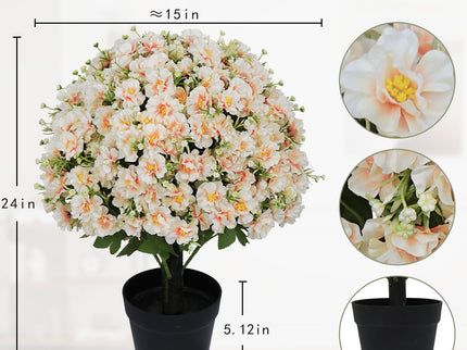 Artificial Snow Lotus Potted Plant, Artificial Floral Decor For Indoor & Outdoor Spaces - White / Pink
