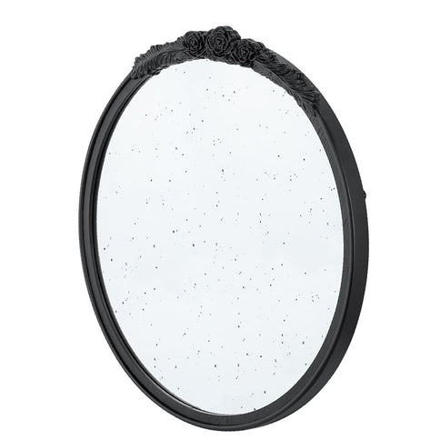Round Hand Carved Rose Antique Mirror Frame, Wall Mirror For Live Space
