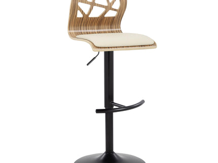 Folia - Mid Century Modern Adjustable Barstool With Swivel With Rounded T Footrest (Set of 2)