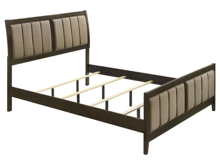 Clement - Upholstered Eastern King Bed - Dark Brown