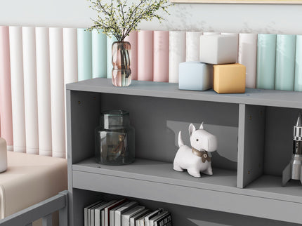 Floor Bed With Bedside Bookcase, Shelves, Guardrails