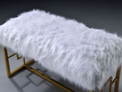 Bagley II - Bench Faux Fur - White / Gold