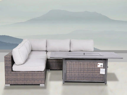 6 Piece Sectional Sofa Set With Cushions - Brown