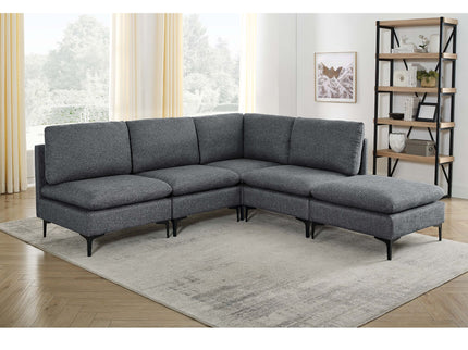 Upholstered Modular Sectional With Tall Legs, Medium Firm Seat