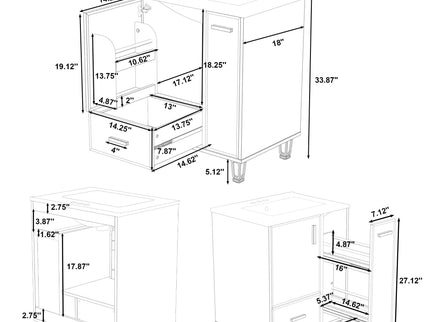 Bathroom Vanity With Sink, Deep Drawer, Door Shelf, 2 Tier Basket
