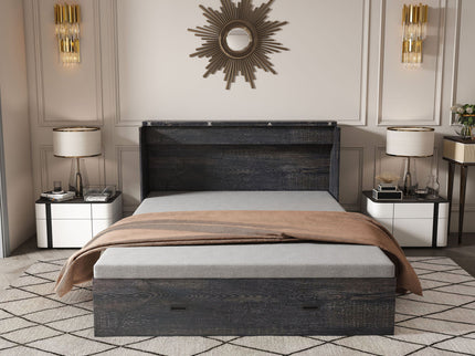Full Murphy Bed With Storage Drawers, Charging Station, Foldable Panels, And Silent Swivel Wheels
