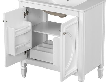 Double Sink Bathroom Vanity Set With Wall Mount Mirror Cabinet