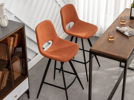 Porth - 28.25" Fabric Kitchen Counter Height Stools (Set of 2) - Orange