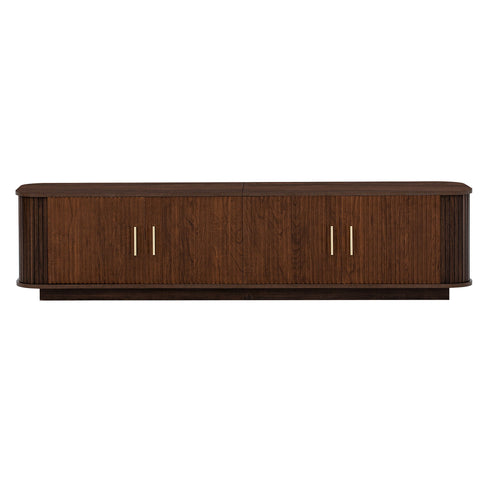 70" TV Stand With Ample Storage, Refined Curved Corners - Dark Brown