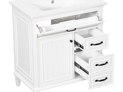 Bathroom Vanity With Sink Top, Flip Drawers, Adjustable Shelf