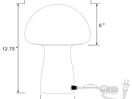 Jonah - Mushroom Shaped Glass Table Lamp - White