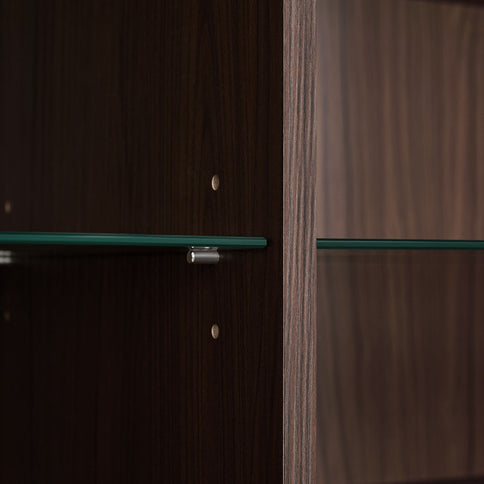 Modern Minimalist Style LED Curio Cabinet With Tempered Glass Door, Metal Legs