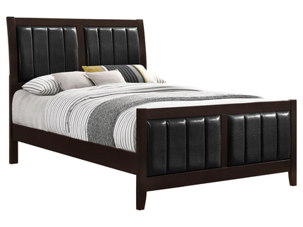 California King Upholstered Panel Bed With Headboard And Footboard - Cappuccino