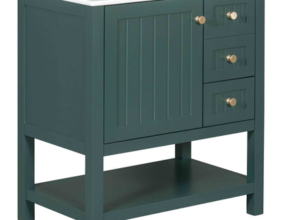 Transitional Style Bathroom Vanity Cabinet Combo With Ceramic Sink