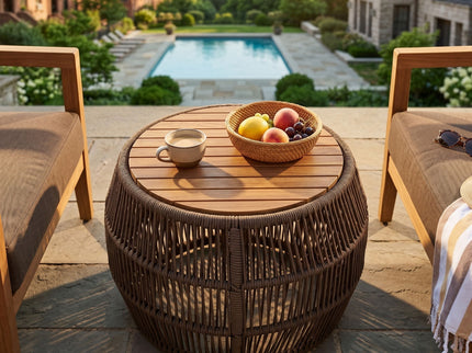 Round Side Table With Rope Frame