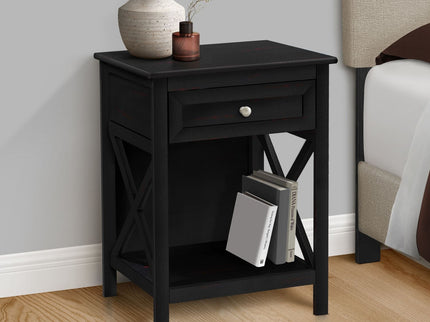 Accent End Table, 2 Tier, Storage Drawer, Transitional Style
