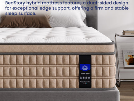 14" King Mattress Hotel Collection Hybrid Mattress With Gel Memory Foam & Pocket Springs - Brown / White