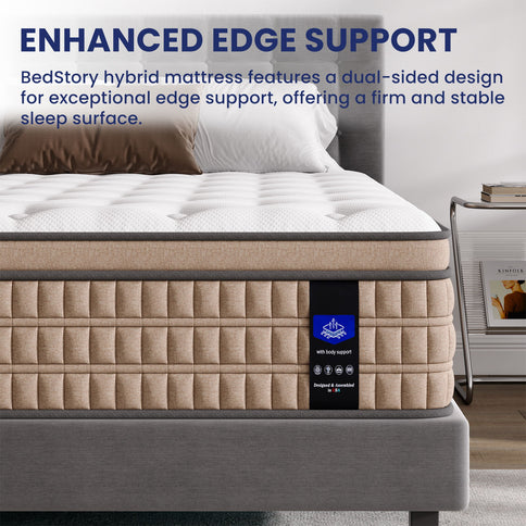 14" King Mattress Hotel Collection Hybrid Mattress With Gel Memory Foam & Pocket Springs - Brown / White