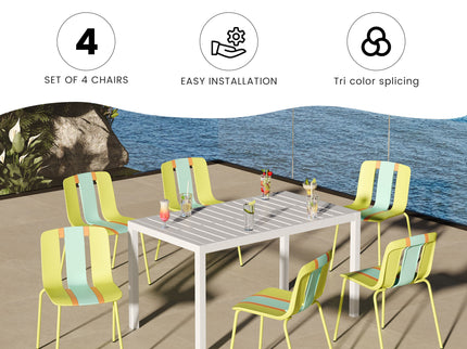 Modern Striped Blocking Single Chairs (Set of 4)